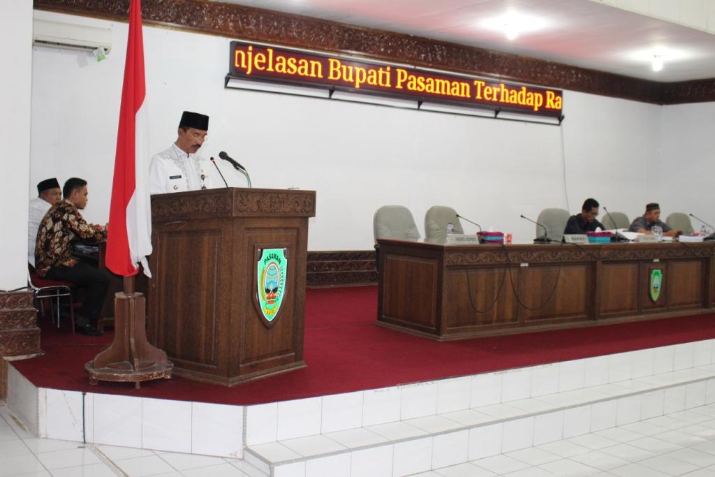 BUPATI PASAMAN H. YUSUF LUBIS SAMPAIKAN NOTA PENGANTAR LKPJ BUPATI PASAMAN TAHUN ANGGARAN 2018 PADA RAPAT PARIPURNA DPRD KABUPATEN PASAMAN