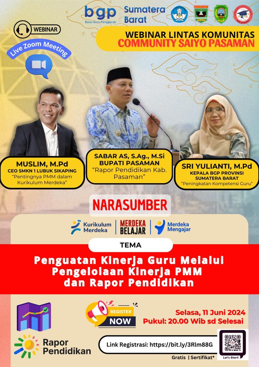 Tampil Sebagai Nara Sumber Webinar Pendidikan, Bupati Pasaman Sabar AS Ajak Pelaku Pendidikan Buka Rapor Sekolah